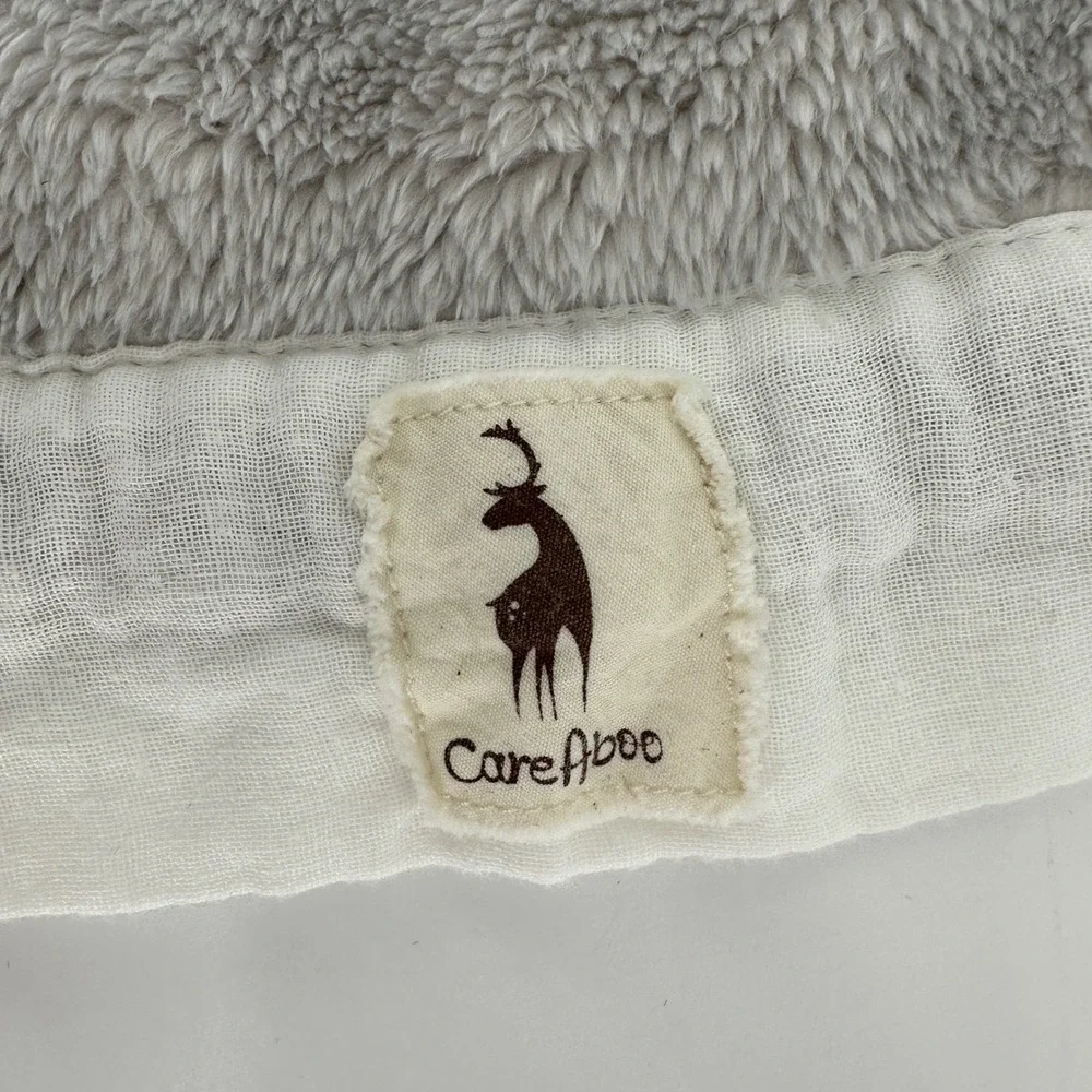 CareAboo Baby Security Blanket Grey Faux Fur White Muslin Gauze Lovey 17x9